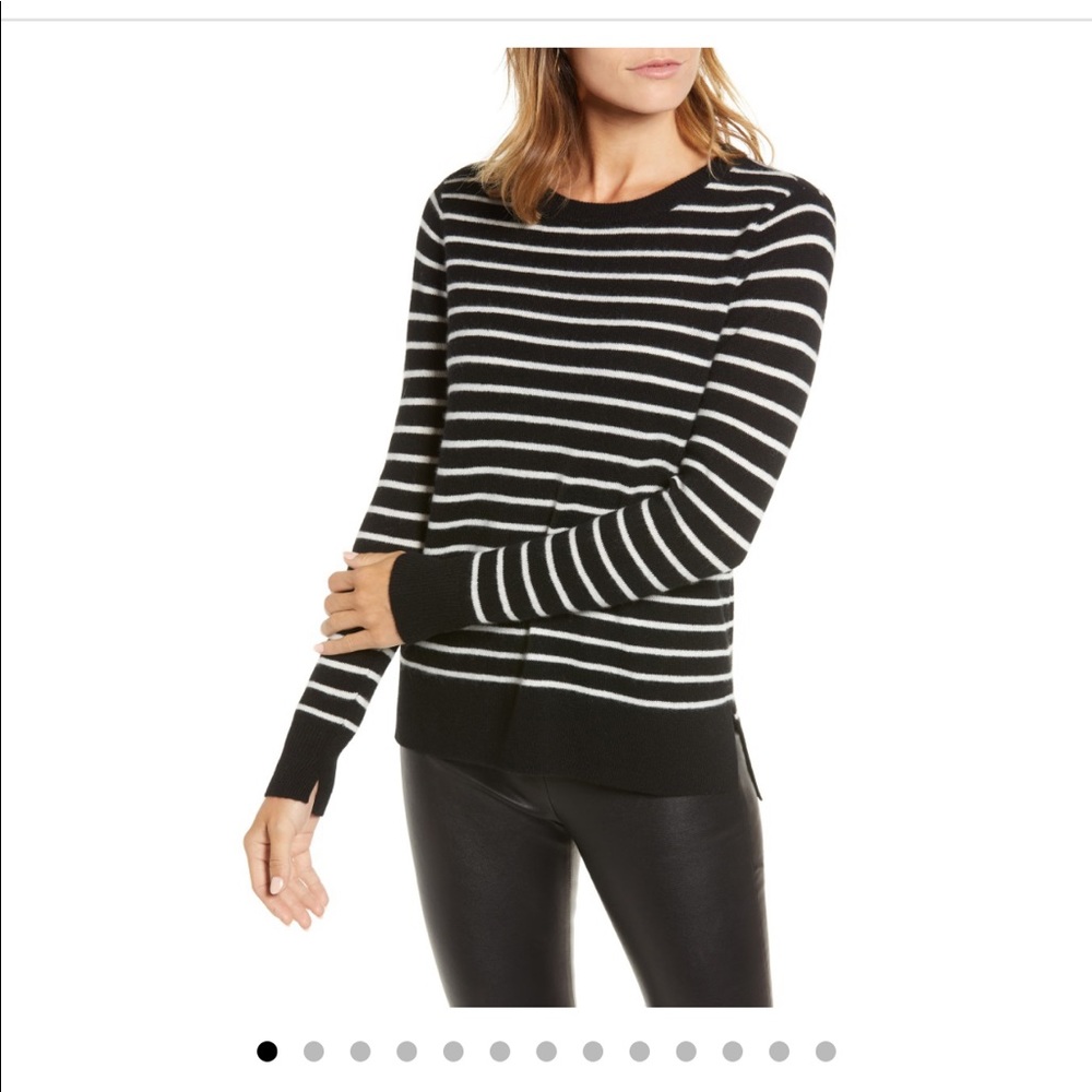 Halogen 100% Cashmere Striped Sweater